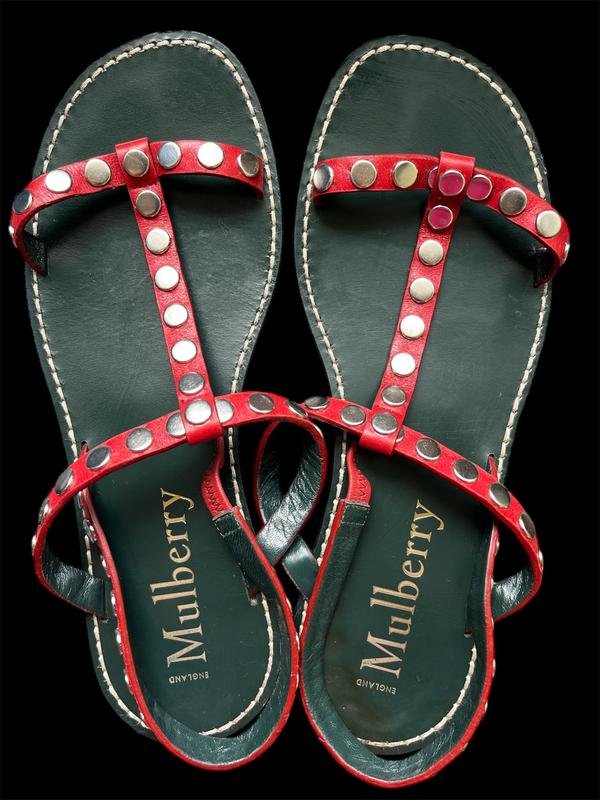 Women Mulberry Sandals Red Leather 38.5