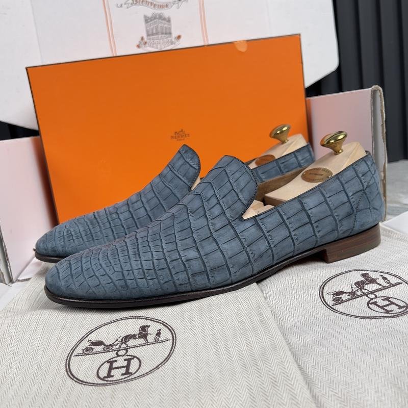 Men Hermes Heels Blue Leather 44
