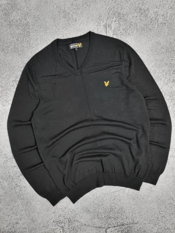 Men Lyle & Scott Sweater Black Wool 40 /L / 48