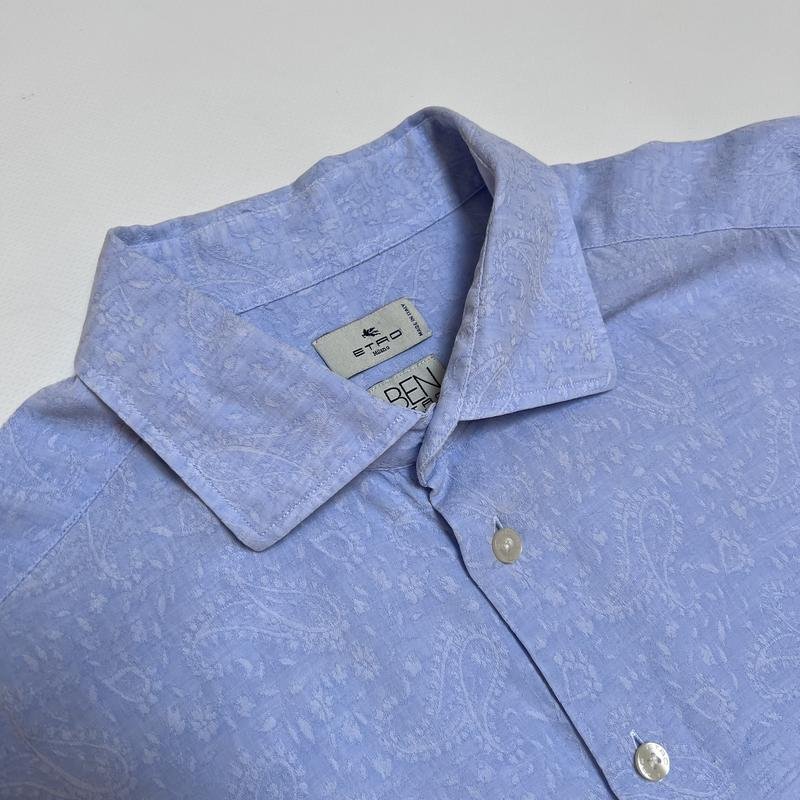 Мужской Etro Рубашка Голубая Лиоцел 40/L/48