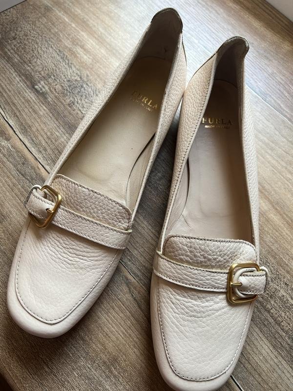 Women Furla Heels Beige Leather 38