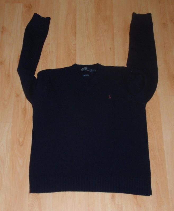 Men Polo Ralph Lauren Sweater Navy 100% Llama Wool