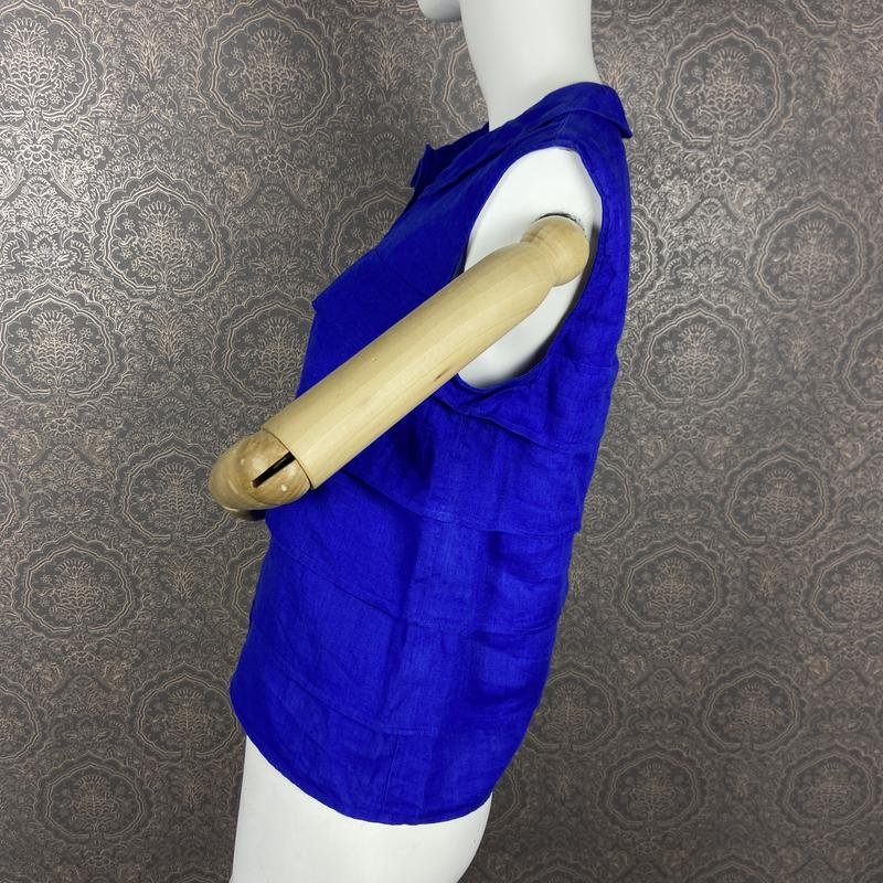 Donna Jaeger Camicia Blu Navy Lino 38 / M / 46