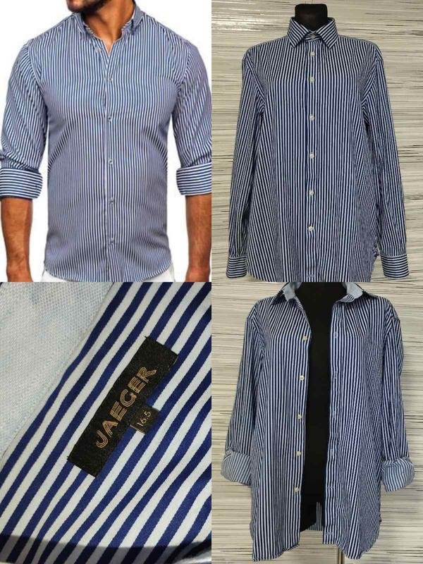 Herren Jaeger Hemd Marineblau Baumwolle 38 / M /