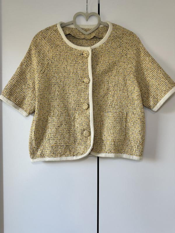 Women Stylish Cropped Jacket White Tweed 34