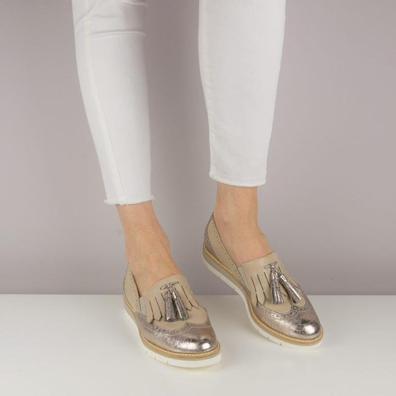 Women Tamaris Loafers Beige Leather 40