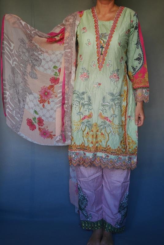 Women Dress Green Cotton 38 / M / 46