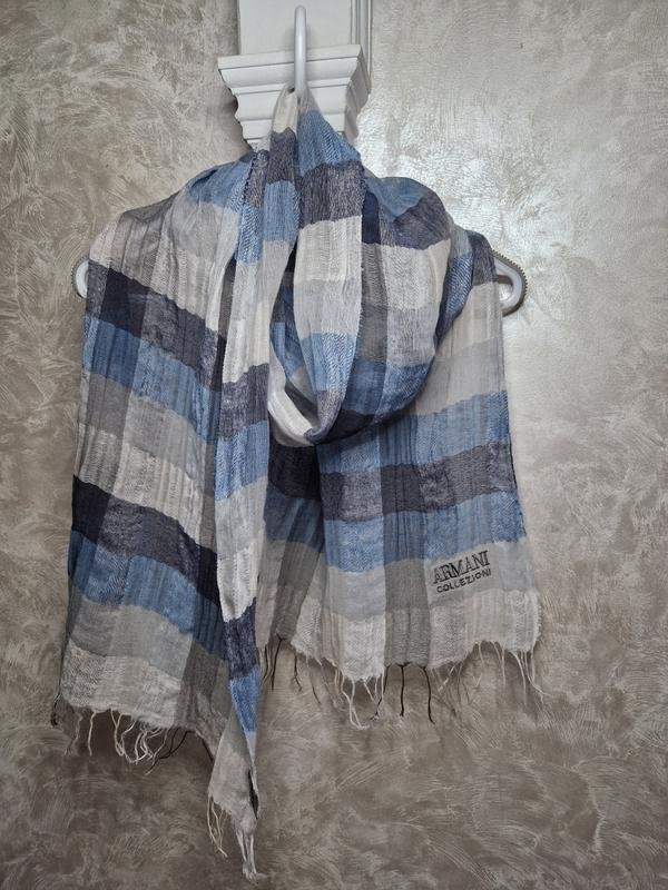 Unisex Armani Collezioni Sciarpa Grigia Lino