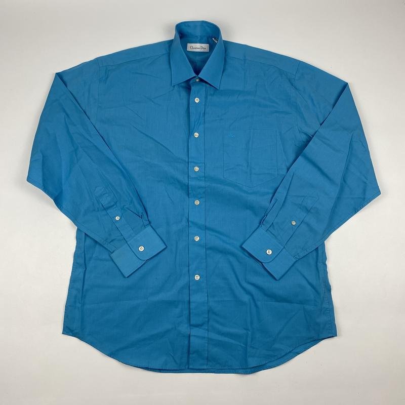 Мужской Christian Dior Рубашка Синяя Хлопок 40 /L