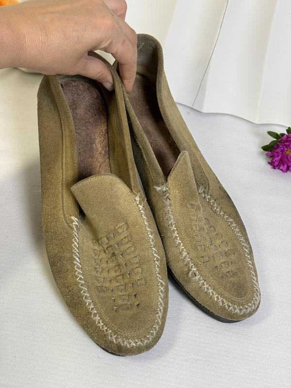Uomo Vero Cuoio Mocassini Marrone Suede 44