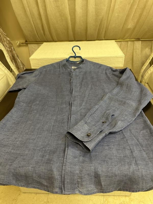 Men Brioni Shirt Navy Linen 38 / M / 46