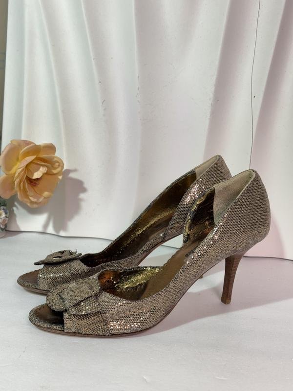 Femme Bata Talons Or Cuir 39