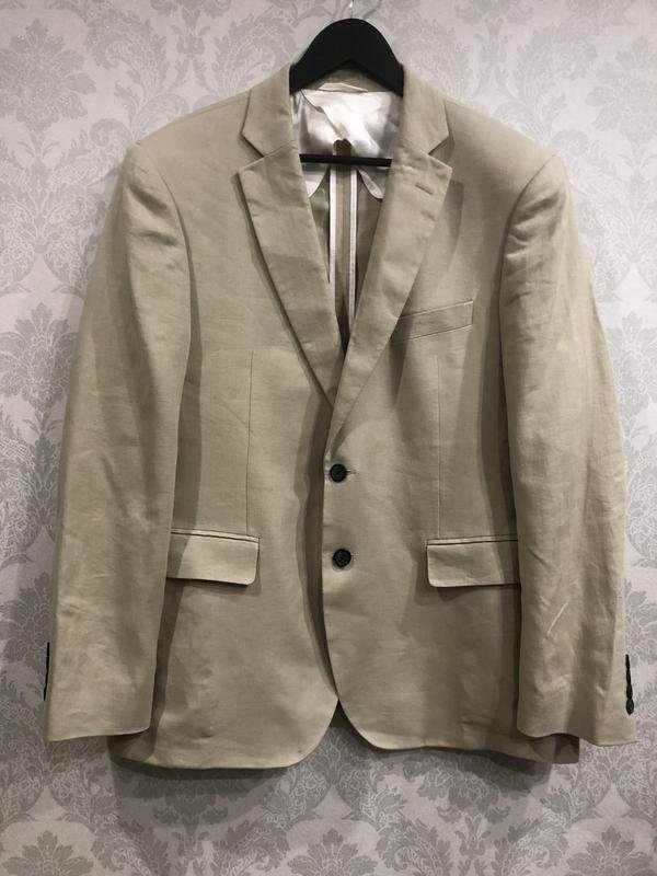 Herren Jaeger Sakko Beige Leinen XL