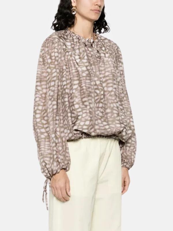 Женская Dries Van Noten Рубашка Бежевый Шелк M