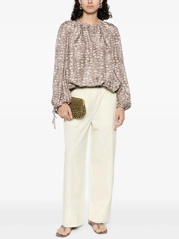 Женская Dries Van Noten Рубашка Бежевый Шелк M