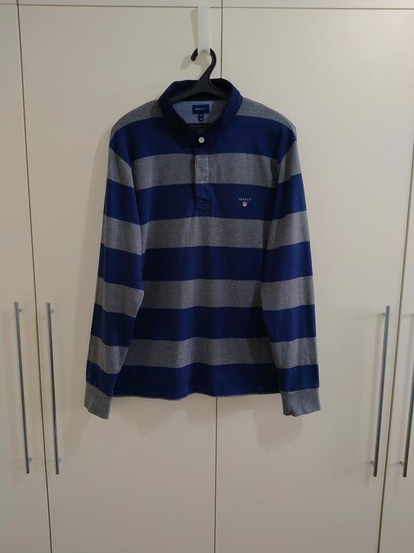 Men Gant Rugby Shirt Grey Cotton 42 / XL / 50
