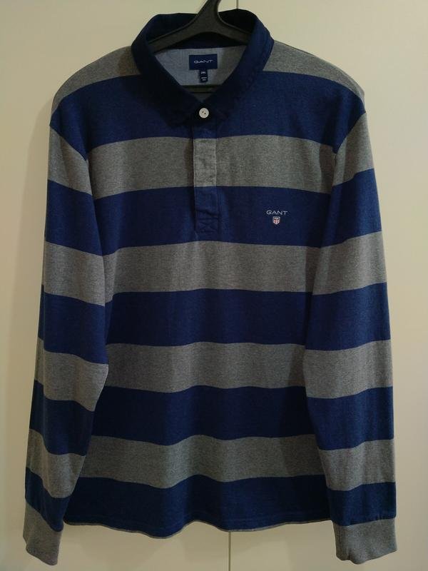 Men Gant Rugby Shirt Grey Cotton 42 / XL / 50