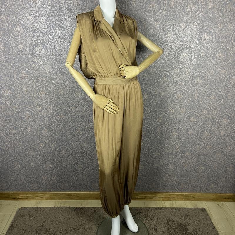 Women Massimo Dutti Jumpsuit Beige Viscose 38 / M