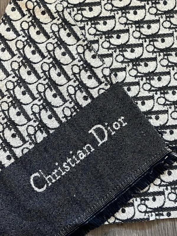 Femme Christian Dior Écharpe Grise Jacquard