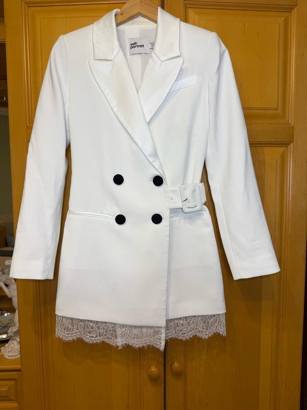 Women Self-Portrait Dress White Satin 34