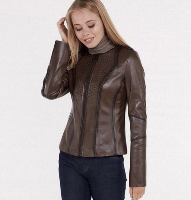 Femme Gian Luca Veste Marron Cuir 44 / XXL / 52