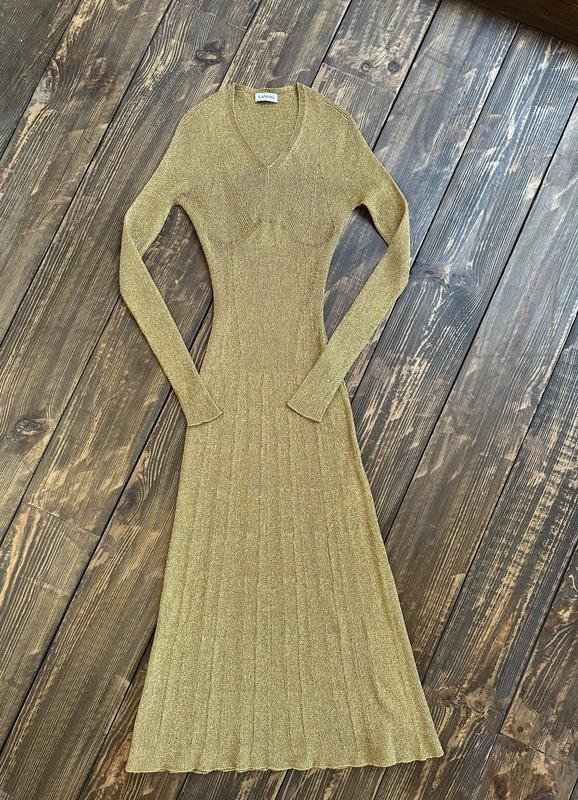 Женское Lanvin Платье Золотистое Вязаное S