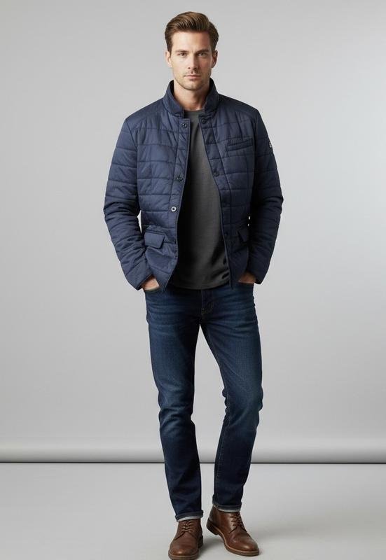 Мужской Boss Куртка Тёмно-синий Плащевка M