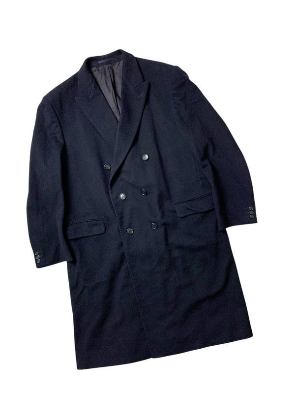 Homme Manteau Double Boutonnage Bleu Marine