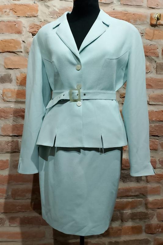Femme Mugler Costume Bleu Laine 36 / S / 44