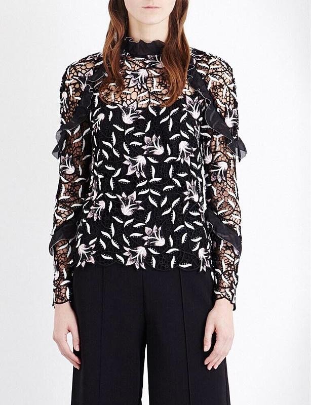 Women Self-Portrait Shirt Black Polyester 38 / M /