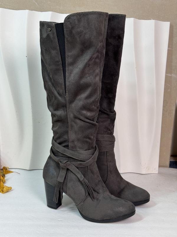 Женские Tom Tailor Сапоги Серый Замшевый 38