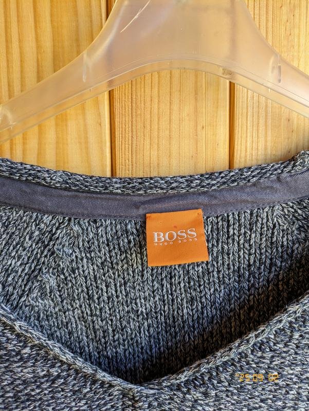 Men BOSS Orange Pullover Grey Cotton M