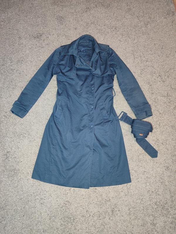 Femme Lacoste Trench Coat Bleu Marine Coton M