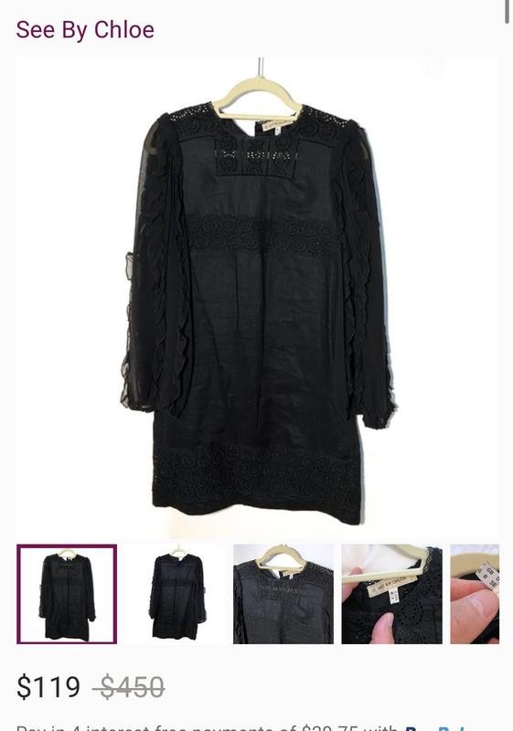 Женское See By Chloe Платье Чёрный Лен 36 / S / 44