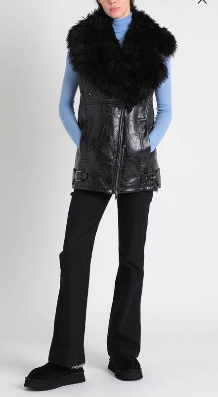 Femme Dondup Gilet Noir Fourrure L