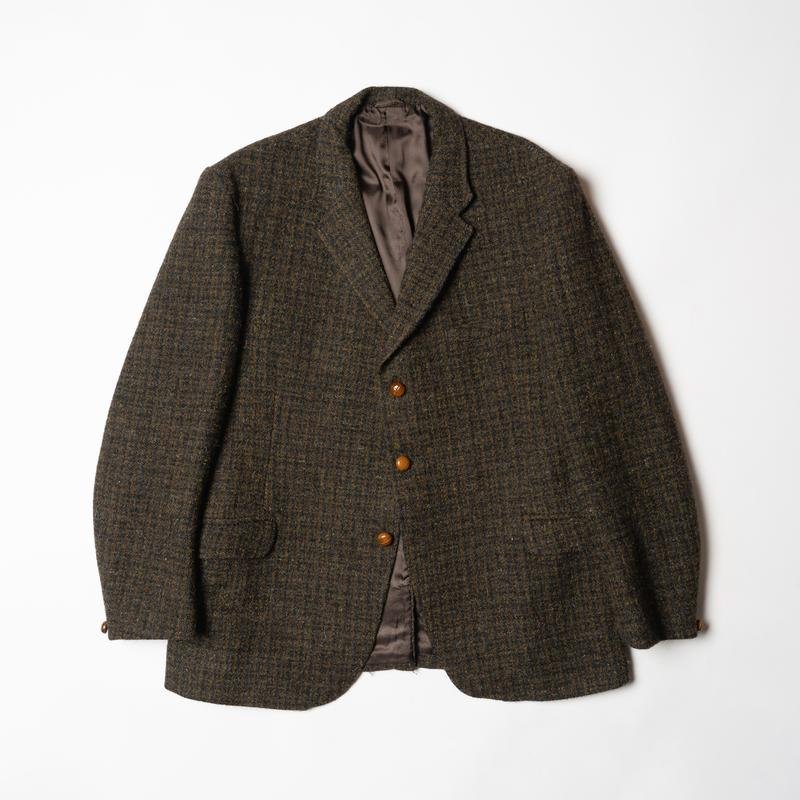 Herren Harris Tweed Sakko Grün Wolle 38 / M / 46