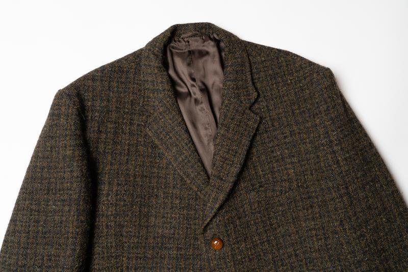 Herren Harris Tweed Sakko Grün Wolle 38 / M / 46