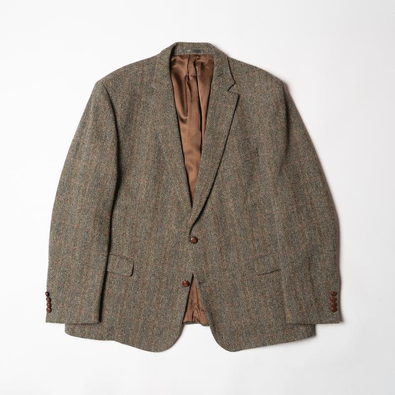 Uomo Harris Tweed Blazer Marrone Lana XXL