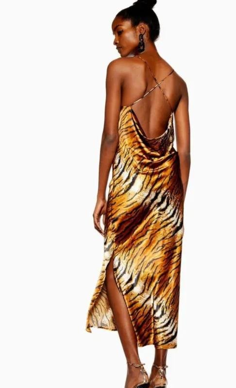 Женское Topshop Платье Чёрный Атлас S