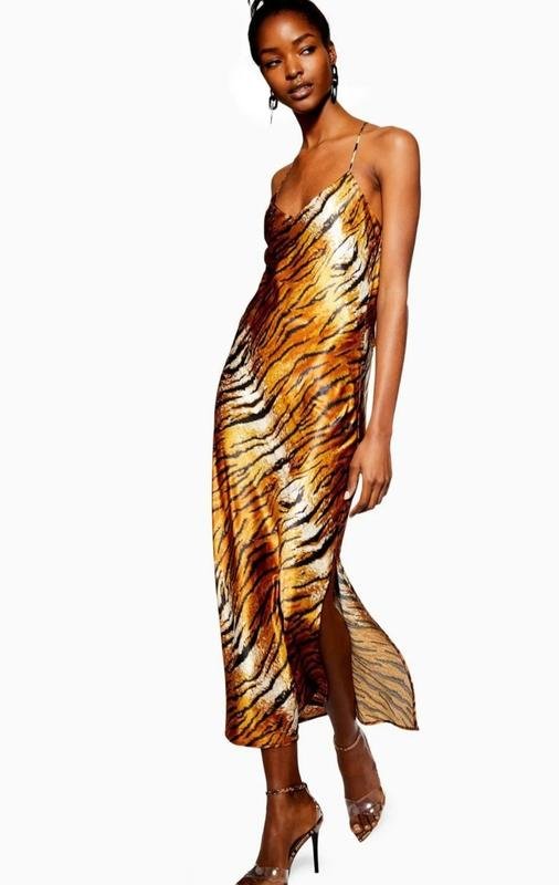 Женское Topshop Платье Чёрный Атлас S