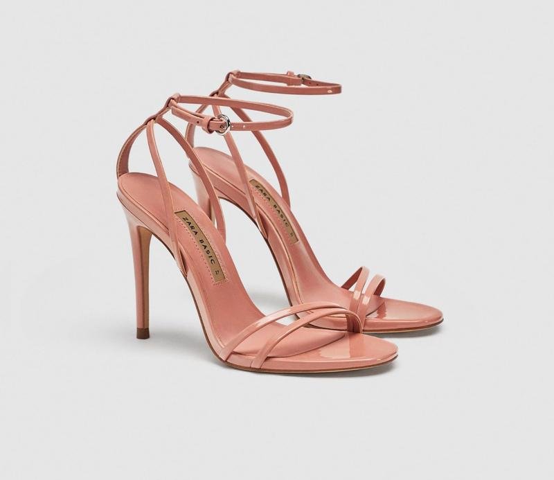 Женские ZARA Босоножки Розовые Лаковая Кожа 39