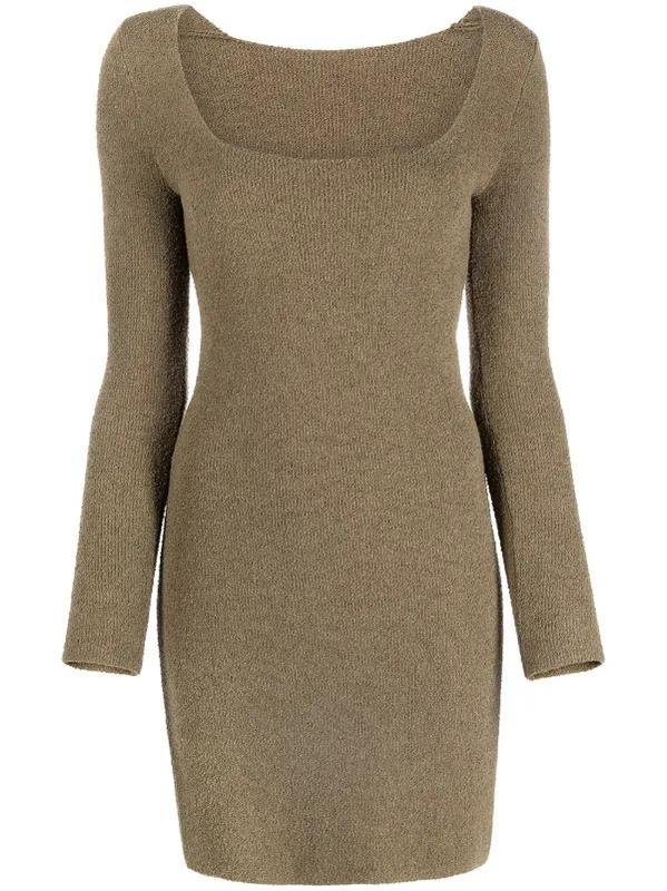 Women Nanushka Dress Khaki Knit 38 / M / 46