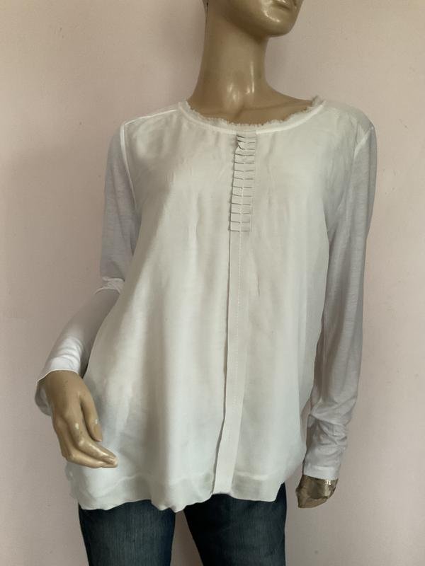 Damen Rene Lezard Bluse Weiß Strick 40 / L / 48