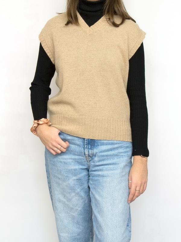 Женский Caractère Жилет Бежевый Шерсть 42