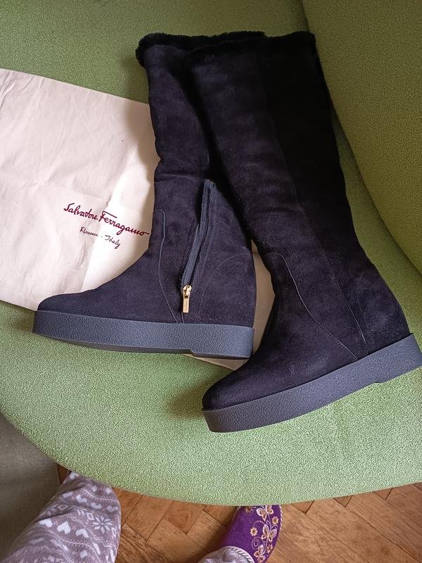Donna Salvatore Ferragamo Stivali Neri Camoscio 37