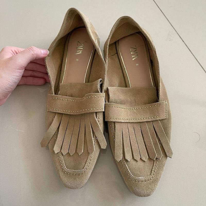 Женские ZARA Лоферы Коричневый Замша 36