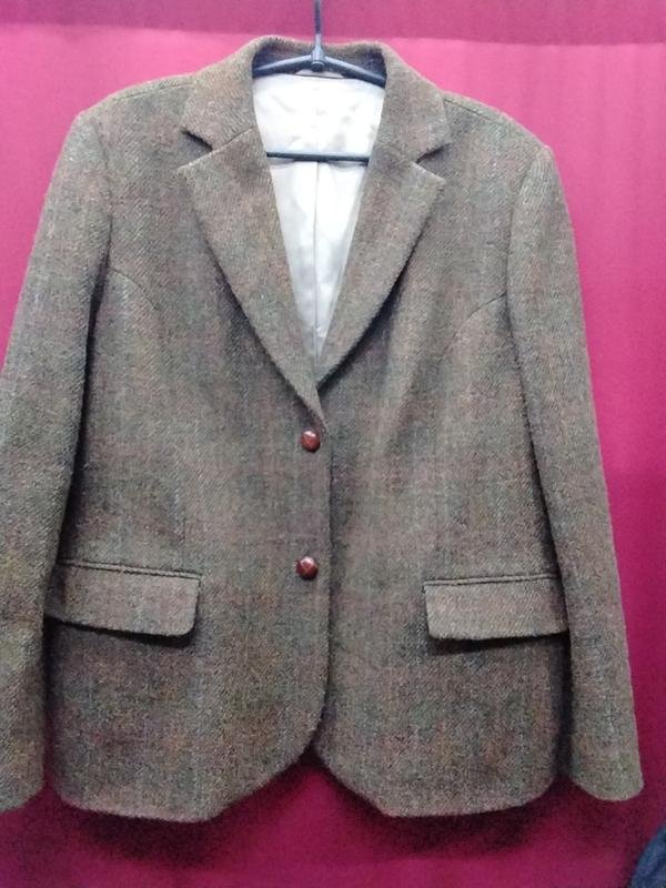 Donna Harris Tweed Blazer Turchese Lana 40 / L /