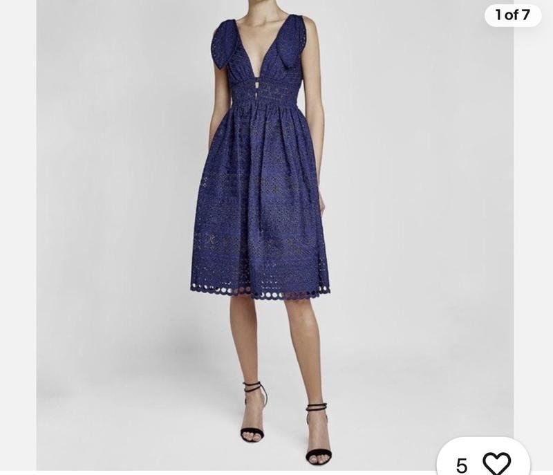 Women Self-Portrait Dress Navy Cotton 40