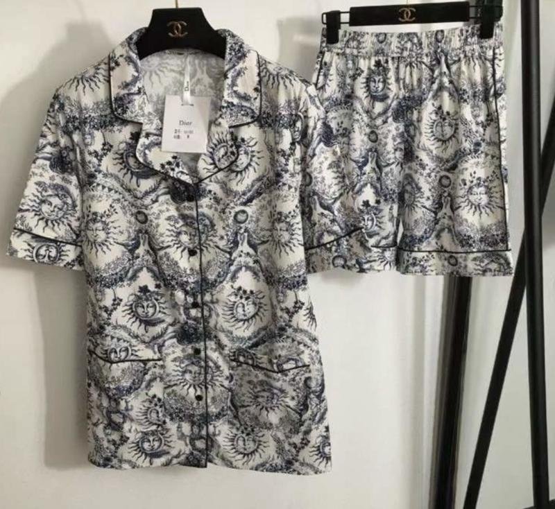 Женская Christian Dior Пижама Тёмно-синий Один