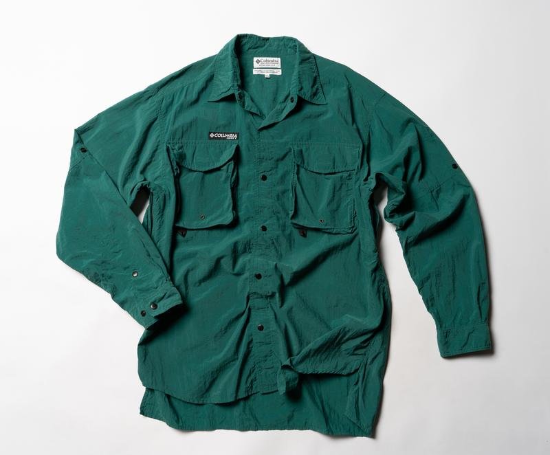 Мужской Columbia Рубашка Зелёный Нейлон 38 / M /